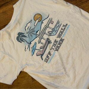 Vans Off The Wall Tee Large in Cream with Blue and Orange